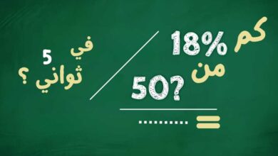 كم نسبة 18% من 50%؟ طريقة حساب النسبة | الغاز رياضية مع الحل