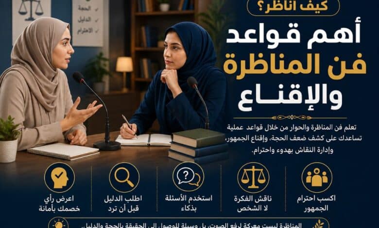 موقع زاد الحق - كيف اناظر؟ 20 قاعدة من فن المناظرة لكسب الجمهور بالحجة لا بالصوت كيف اناظر