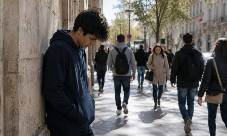 موقع زاد الحق - كيف تتخلص من الخجل وتنطلق بلا قيود؟ how to overcome shyness shy young man alone in city street